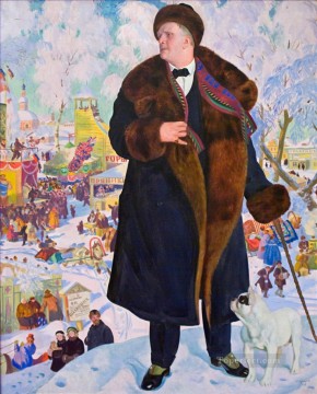 portrait of fyodor chaliapin 1921 Boris Mikhailovich Kustodiev Oil Paintings